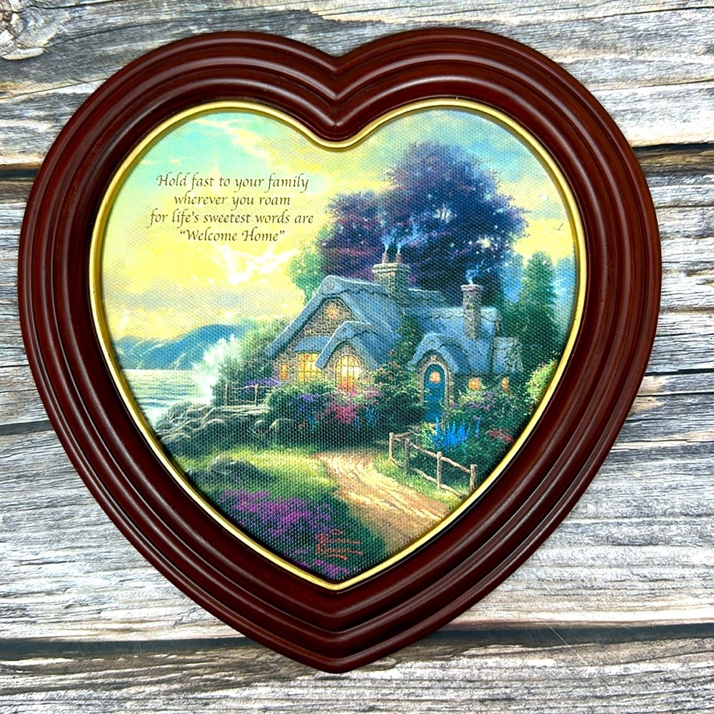 BRADFORD EXCHANGE THOMAS KINKADE HEART FRAMED CANVAS PRINT NIB never opened​